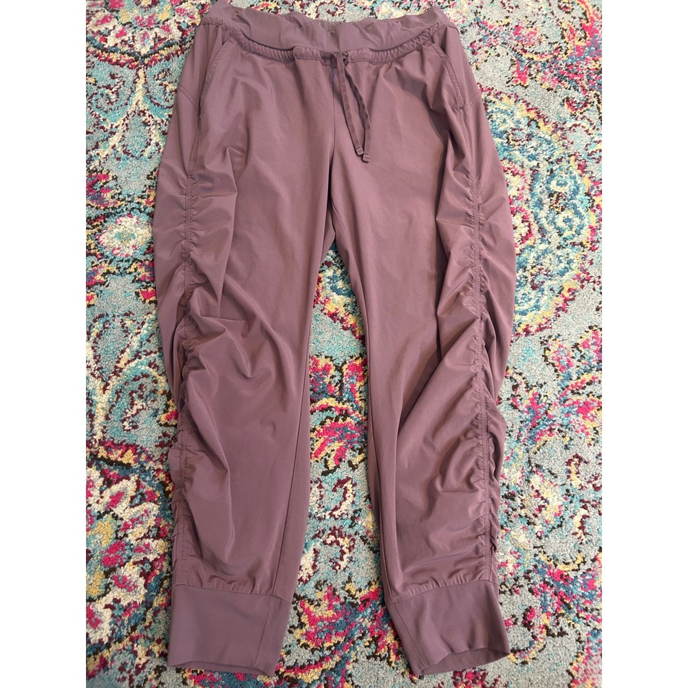 Athleta Attitude Ruched Jogger Pants Mauve Purple Womens XS Petite Yoga Travel‎